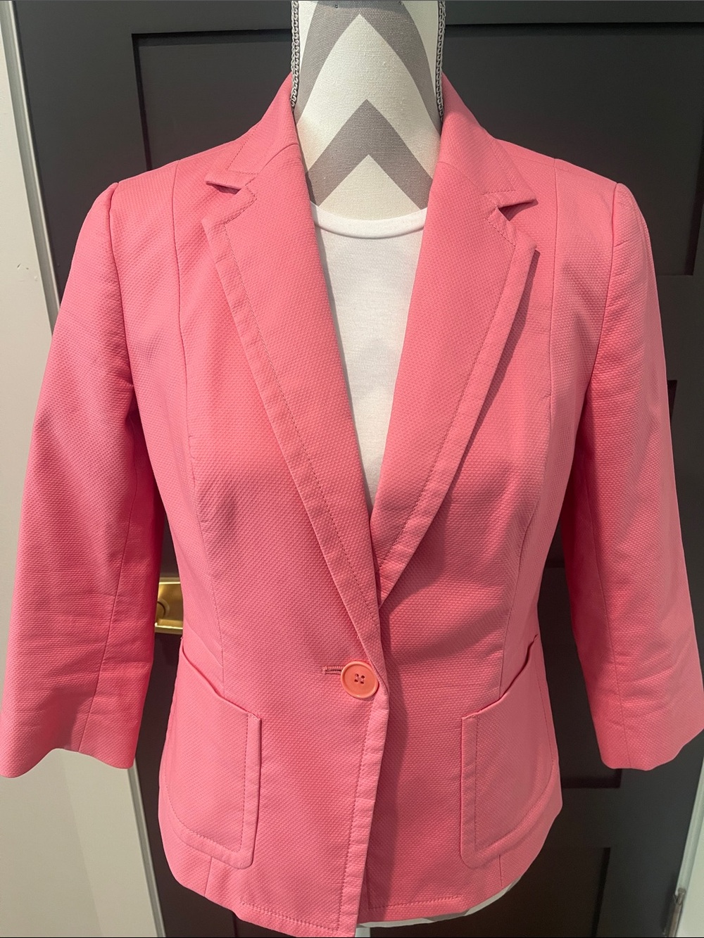 Talbots Cotton Pink Single Button Blazer With Floral Lining Size 6